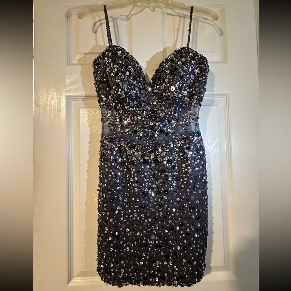 Mac Duggal Embellished Mesh Dress